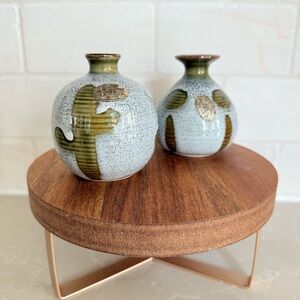Vintage Stoneware Bud Vases Made in Japan 1970s Southwestern Cactus Inspired